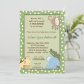 Invitation 5x7 Safari Jungle ZooInvitation Baby shower animal (Debout devant)