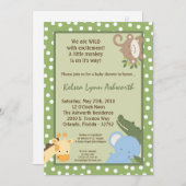 Invitation 5x7 Safari Jungle ZooInvitation Baby shower animal (Devant / Derrière)