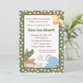 Invitation 5x7 Safari Jungle ZooInvitation Baby shower animal (Debout devant)