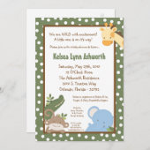 Invitation 5x7 Safari Jungle ZooInvitation Baby shower animal (Devant / Derrière)
