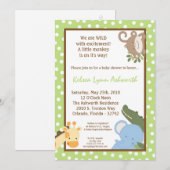 Invitation 5x7 Safari Jungle ZooInvitation Baby shower animal (Devant / Derrière)