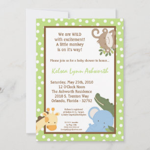 Invitation 5x7 Safari Jungle ZooInvitation Baby shower animal