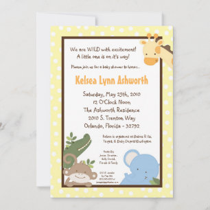Invitation 5x7 Safari Jungle ZooInvitation Baby shower animal