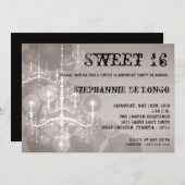 Invitation 5x7 Silver Chandelier Sweet 16 Anniversaire Invita (Devant / Derrière)