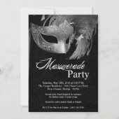 Invitation 5x7 Silver Masquerade Sweet 16 Anniversaire Invita (Devant)