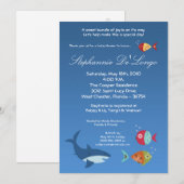 Invitation 5x7 Sous l'invitation du Baby shower de requins de (Devant / Derrière)