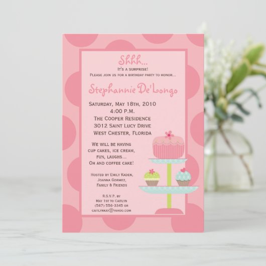 Invitation 5x7 Sweet Traitements Cup Cake Anniversaire Partie (Debout devant)