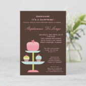 Invitation 5x7 Sweet Treats Cup Cake Birthday Invite (Debout devant)