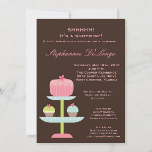 Invitation 5x7 Sweet Treats Cup Cake Birthday Invite