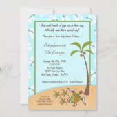 Invitation 5x7 Tortue tropicale Mama TRIPLET Douche Invitatio (Devant)