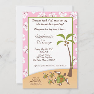 Invitation 5x7 Tortue tropicale Mama TRIPLET Douche Invitatio