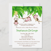 Invitation 5x7 TRIPLETS Baby shower de la jungle de singe Inv (Devant)