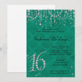 Invitation 5x7 Turquoise Diamond Sweet 16 Anniversaire Invita (Devant / Derrière)