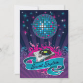 Invitation 5x7 Turquoise DJ Spin Tourne-disque 16 Anniversair (Dos)