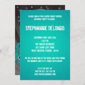 Invitation 5x7 Turquoise DJ Spin Tourne-disque 16 Anniversair (Devant / Derrière)