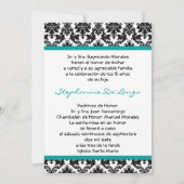 Invitation 5x7 Turquoise Turquoise Damask Quinceanera Invitat (Devant)