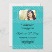 Invitation 5x7 Turquoise Zebra Imprimante Patter Quinceanera (Devant)