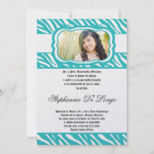 Invitation 5x7 Turquoise Zebra Imprimer Patter Quinceanera In (Devant)