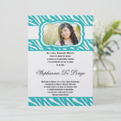 Invitation 5x7 Turquoise Zebra Imprimer Patter Quinceanera In (Debout devant)