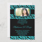 Invitation 5x7 Turquoise Zebra Imprimer Quinceanera Invitatio (Devant)