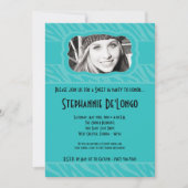 Invitation 5x7 Turquoise Zebra PHOTO Sweet 16 Anniversaire In (Devant)