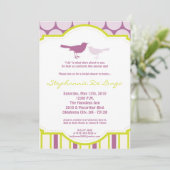 Invitation 5x7 Violet Oiseau Poka Dot Nuptiale Douche Invitat (Debout devant)
