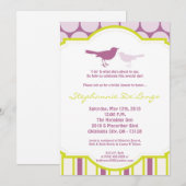 Invitation 5x7 Violet Oiseau Poka Dot Nuptiale Douche Invitat (Devant / Derrière)