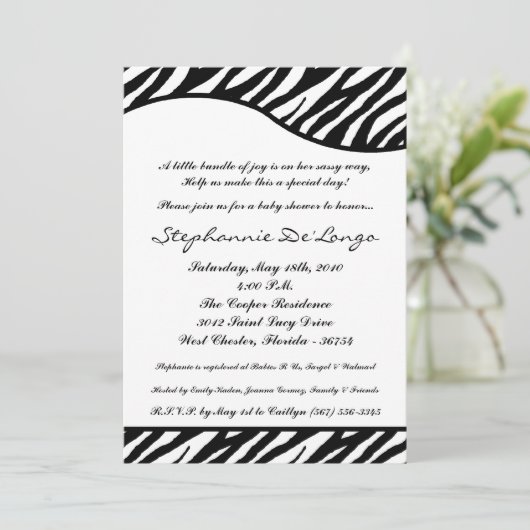 Invitation 5x7 White Tiger Anima Imprimer Baby shower Invitat (Debout devant)