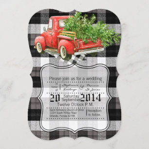 Invitation 5x7 XMAS Camion Buffalo Plaid