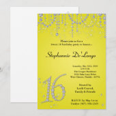 Invitation 5x7 Yellow Diamond Sweet 16 Anniversaire Invitatio (Devant / Derrière)