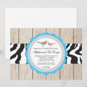 Invitation 5x7 Zebra Bird Couple nuptiale de douche Invitatio (Devant / Derrière)