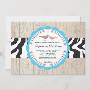 Invitation 5x7 Zebra Bird Couple nuptiale de douche Invitatio