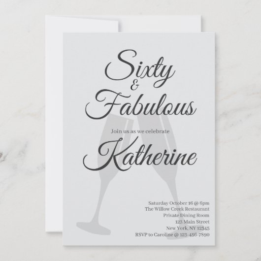 Invitation 60 and Fabulous | 60th Birthday Party  (Devant)