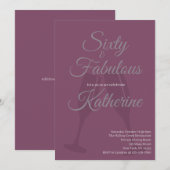 Invitation 60 and Fabulous | 60th Birthday Party Plum Script (Devant / Derrière)