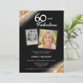 Invitation 60 and Fabulous Gold Black 2 Photo Birthday (Debout devant)