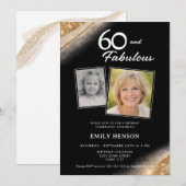 Invitation 60 and Fabulous Gold Black 2 Photo Birthday (Devant / Derrière)