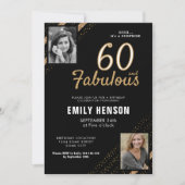 Invitation 60 and Fabulous Gold Glitter 2 Photo 60th Birthday (Devant)