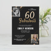 Invitation 60 and Fabulous Gold Glitter 2 Photo 60th Birthday (Debout devant)