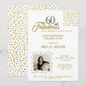 Invitation 60 and Fabulous Gold Glitter Photo 60th Birthday (Devant / Derrière)