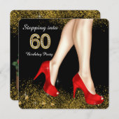 Invitation 60 Anniversaire Chaussures Rouges (Devant / Derrière)