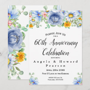 Invitation 60 ans anniversaire de mariage aquarell