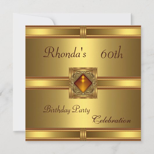 Invitation 60 ans Anniversaire Or sur Or (Devant)