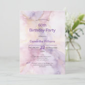 Invitation 60 ans aquarelle or rose violet (Debout devant)