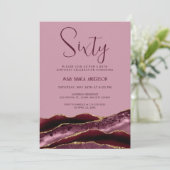 Invitation 60 ans Bourgogne Rouge Agate Or (Debout devant)
