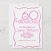 Invitation 60 ans écriture féminine moderne rose b (Devant)