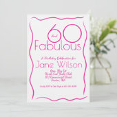 Invitation 60 ans écriture féminine moderne rose b (Debout devant)