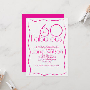 Invitation 60 ans écriture féminine moderne rose b