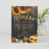 Invitation 60 ans et fabuleux année rustique automne fleuri a (Debout devant)