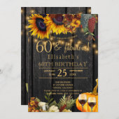 Invitation 60 ans et fabuleux année rustique automne fleuri a (Devant / Derrière)