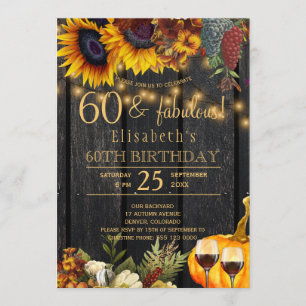 Invitation 60 ans et fabuleux années florales rustiques anniv